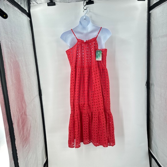 New True Destinations Midi Dress Cover Up Women Medium Eyelet Tiered Coastal - Picture 4 of 9